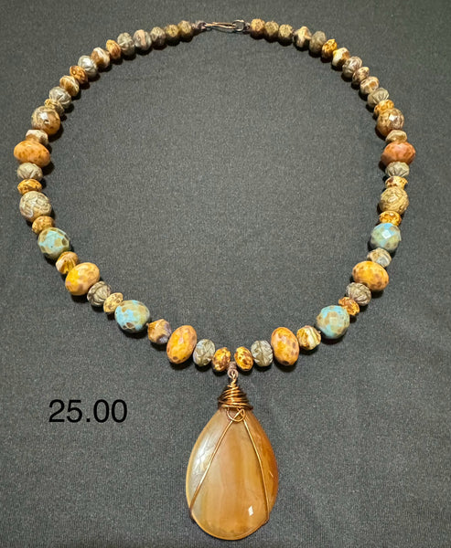 Teardrop Agate Stone Necklace